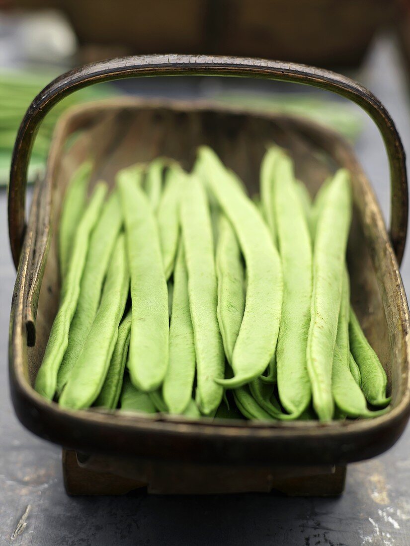 Green beans in trug