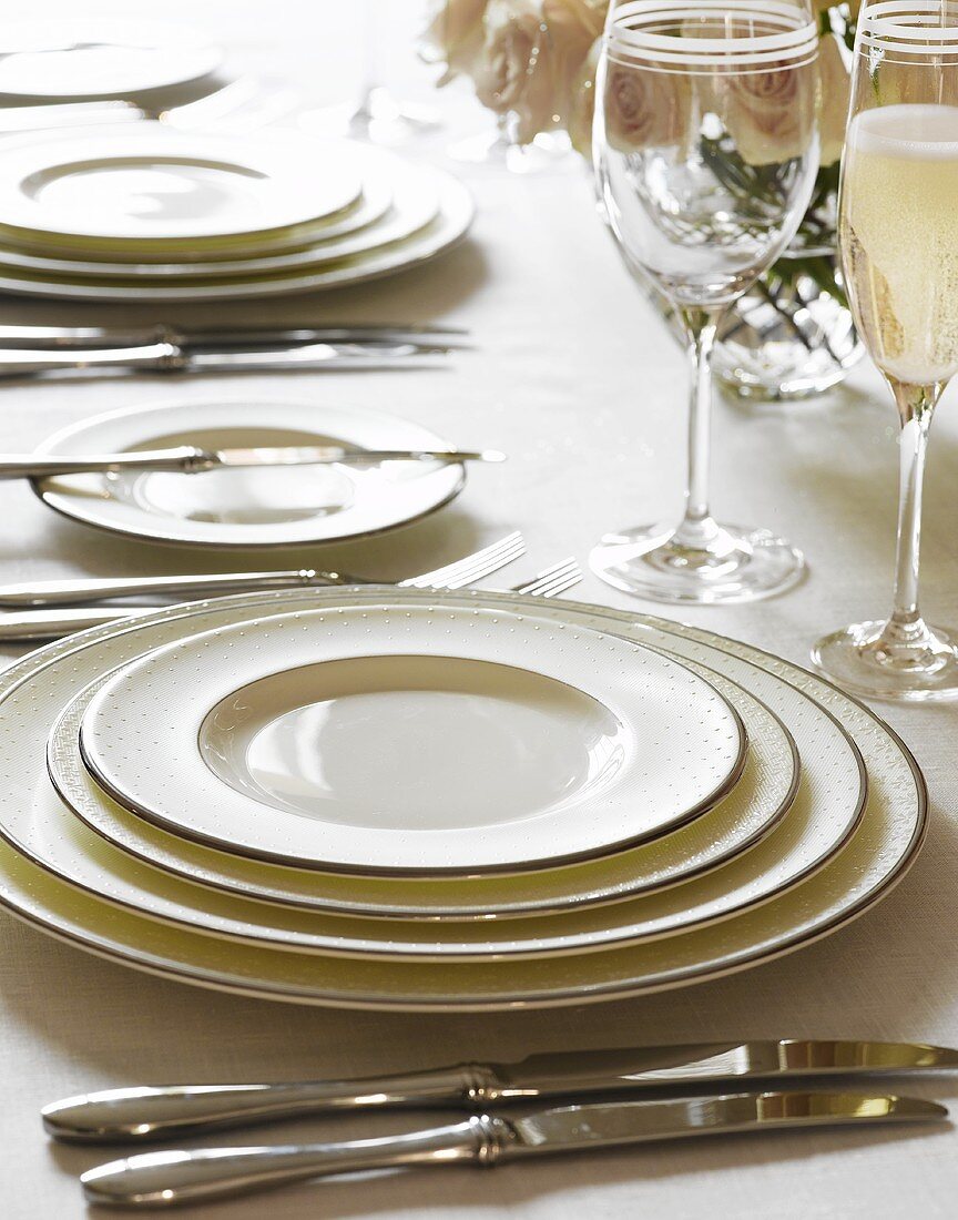 Festive place-setting with spotted plates