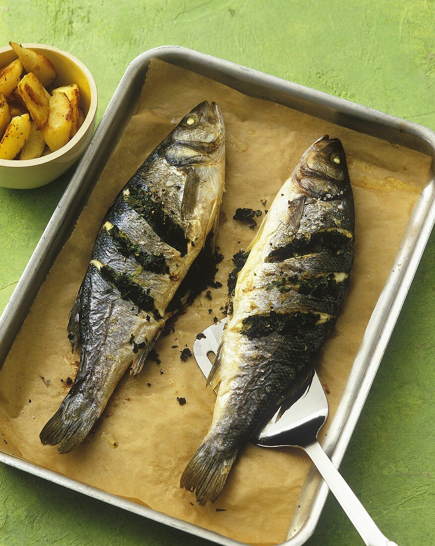 Baked trout with herb stuffing