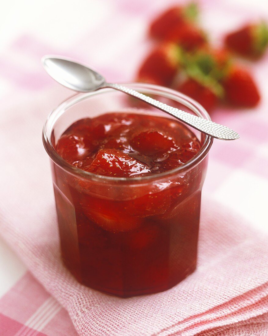 Jar of strawberry jam