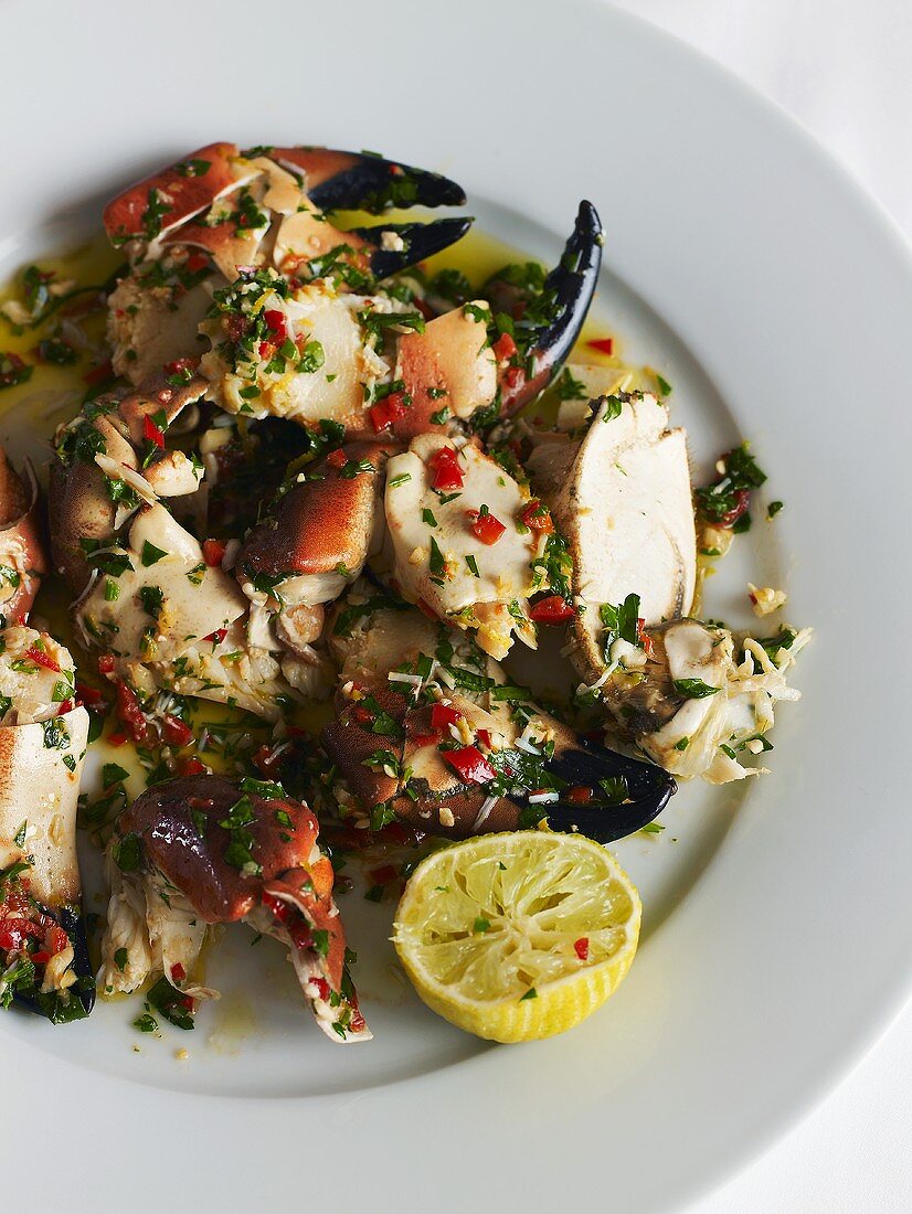 Crab with chilli and coriander dressing