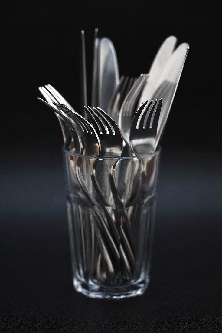 Cutlery in glass