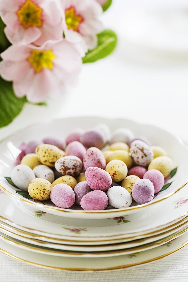 Pastel-coloured chocolate Easter eggs
