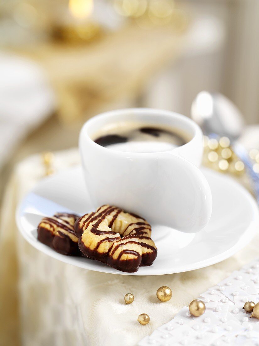 Marzipan biscuits and coffee (Christmas)