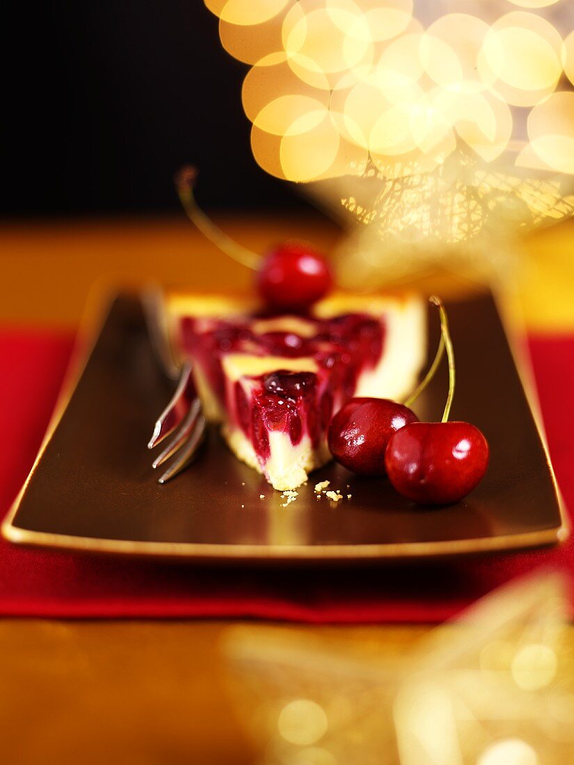 A piece of cherry tart for Christmas