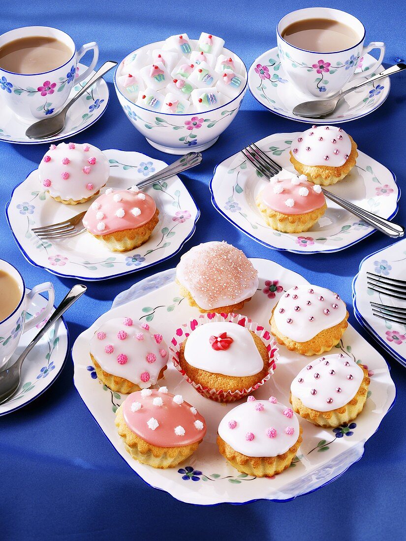 Tea party with fairy cakes