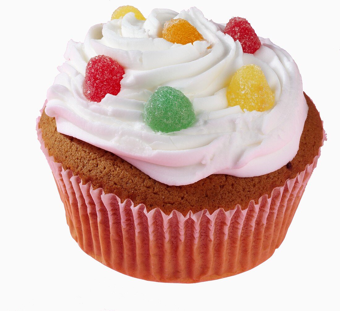 Cupcake decorated with jelly tots