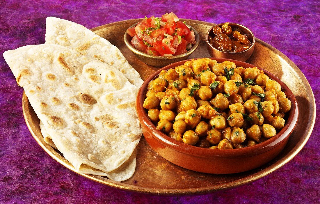Channa Masala (Kichererbsencurry, Indien) und Chapati