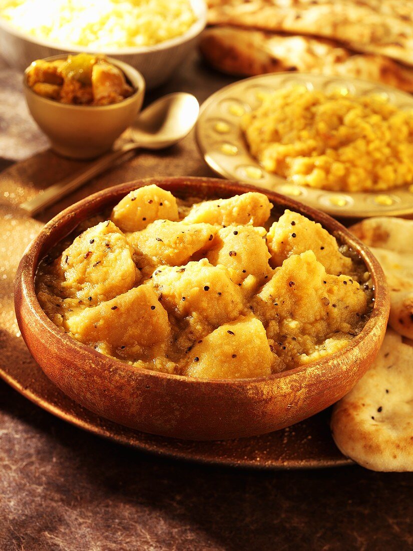 Gujarati aloo (Kartoffelcurry mit Chapati, Indien)