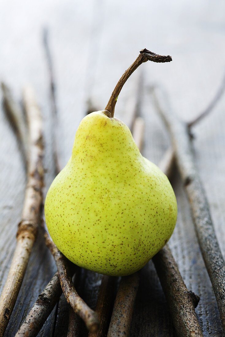 A pear on twigs