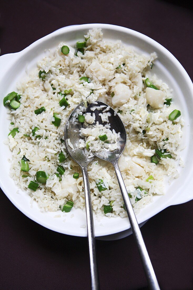 Chinese rice with vegetables and fish