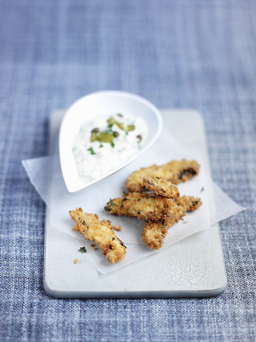 Portobello-Chips mit Dip