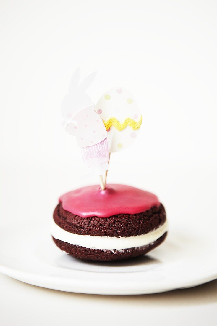 Chocolate Whoopie pie with Easter decoration