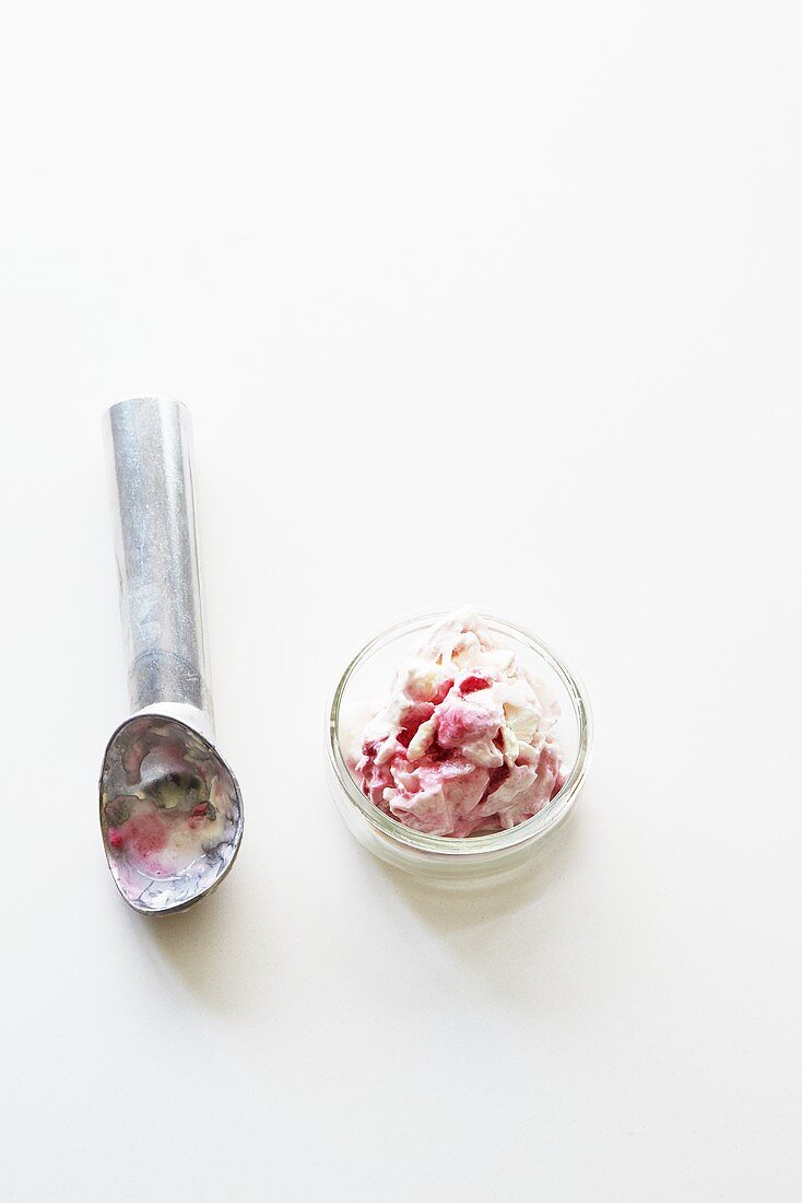 Himbeer-Vanille-Eis mit Eiskugelformer