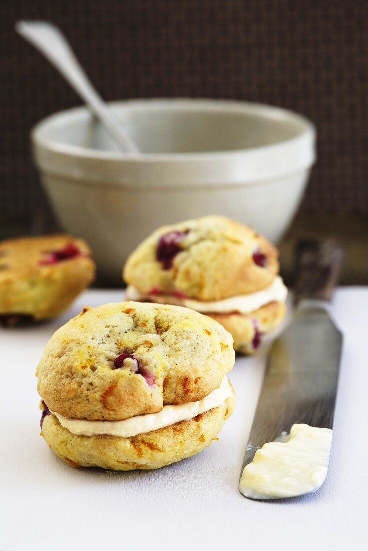 Cranberry-orange Whoopie Pies, filled with orange-vanilla cream