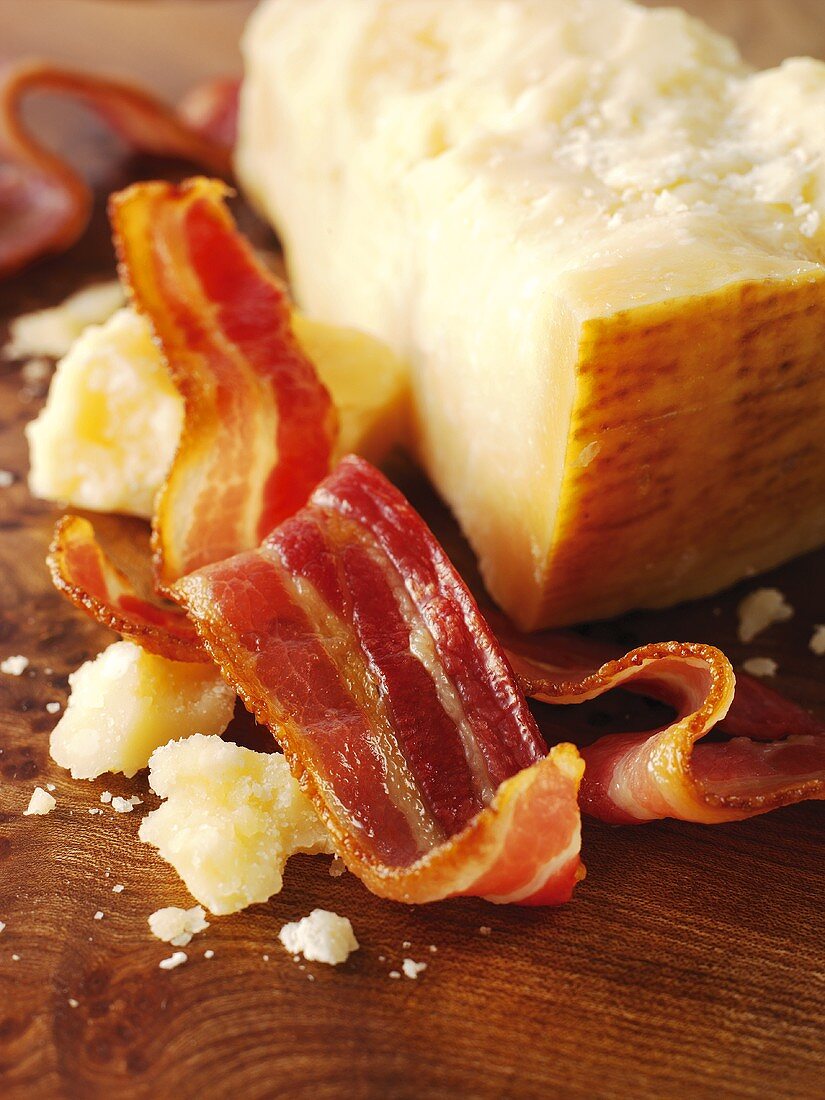 Parmesan and fried bacon