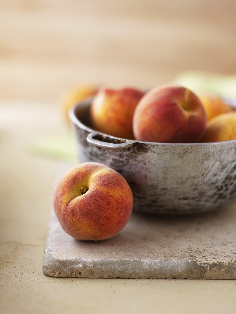 A bowl of fresh peaches