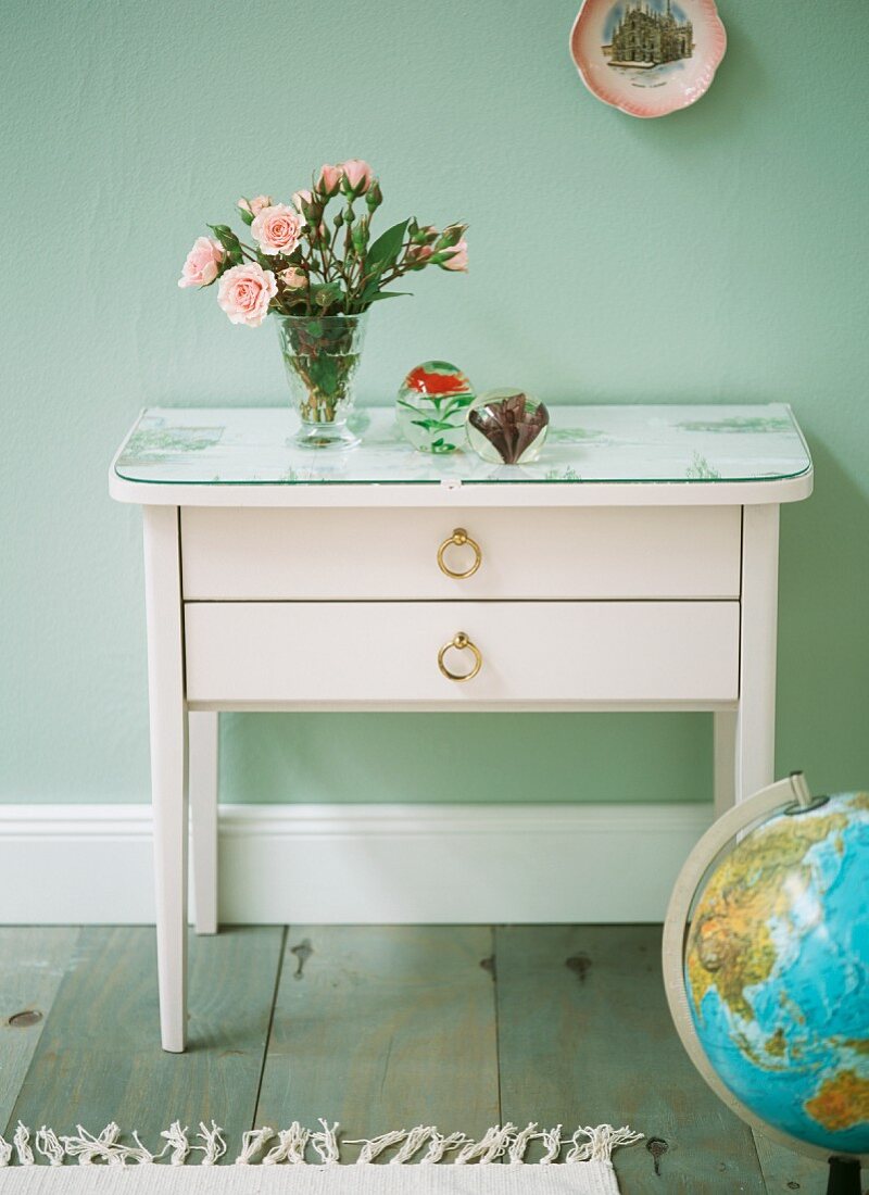 Pale pink bedside table