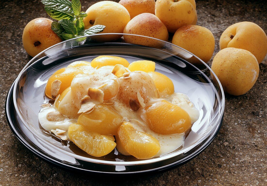 Apricots with Vanilla Froth & Almonds