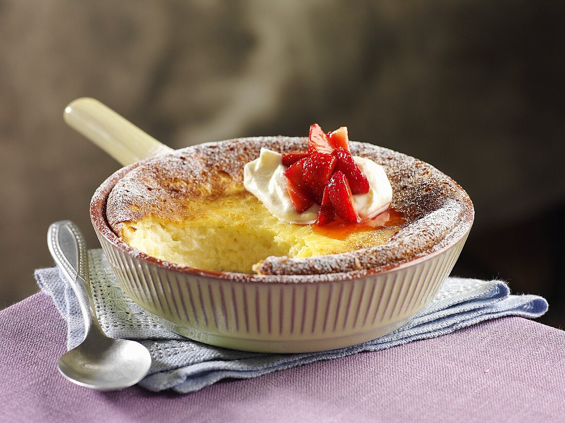 Quark souffle with strawberries (Sweden)