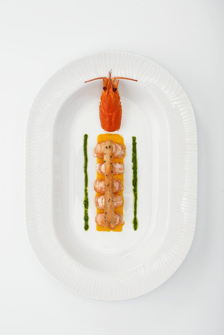 Crayfish with orange sauce