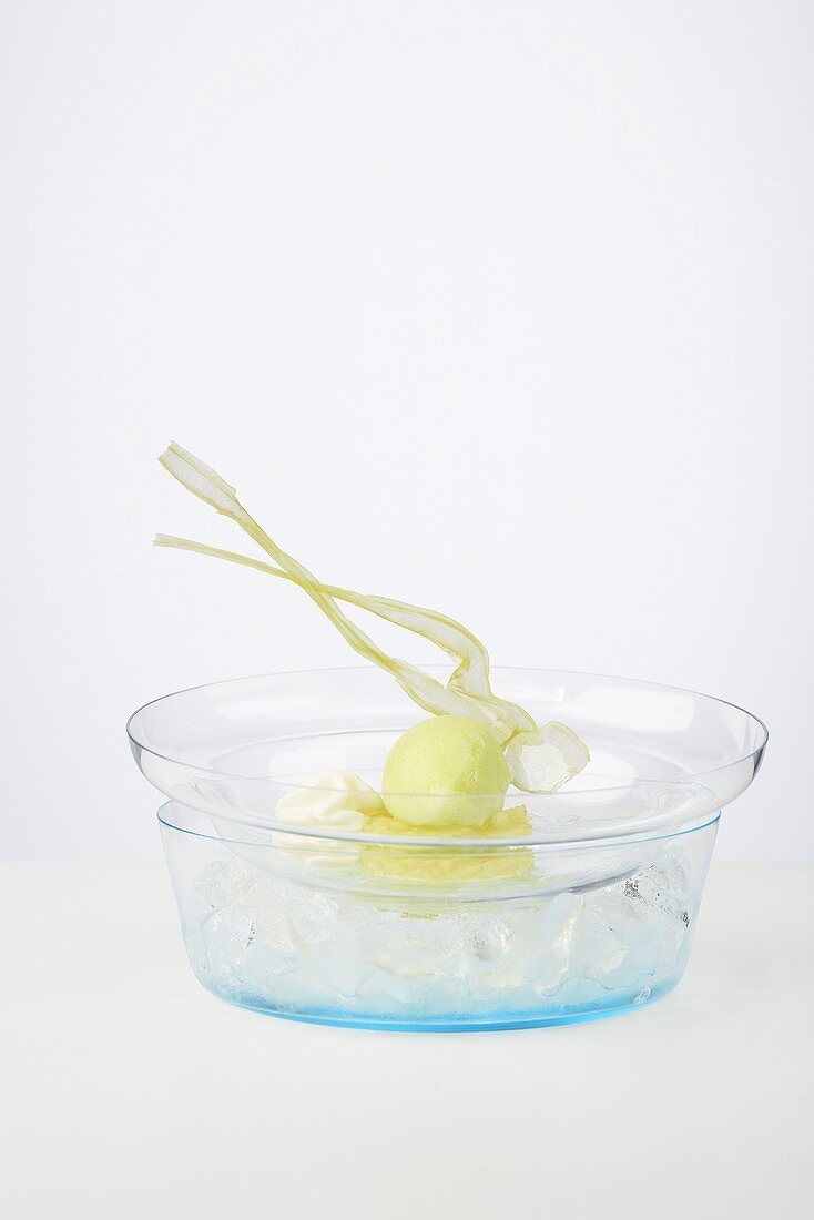 Apple and celery sorbet with foam