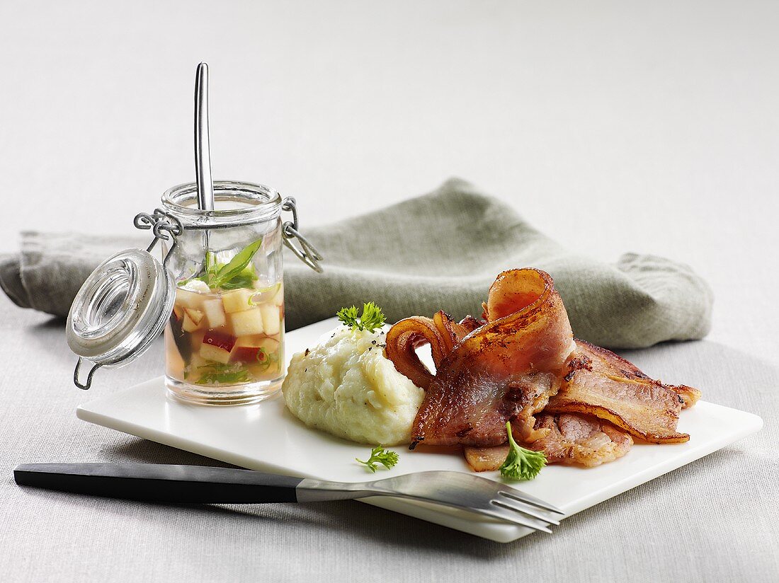Hickory-smoked bacon with apple compote