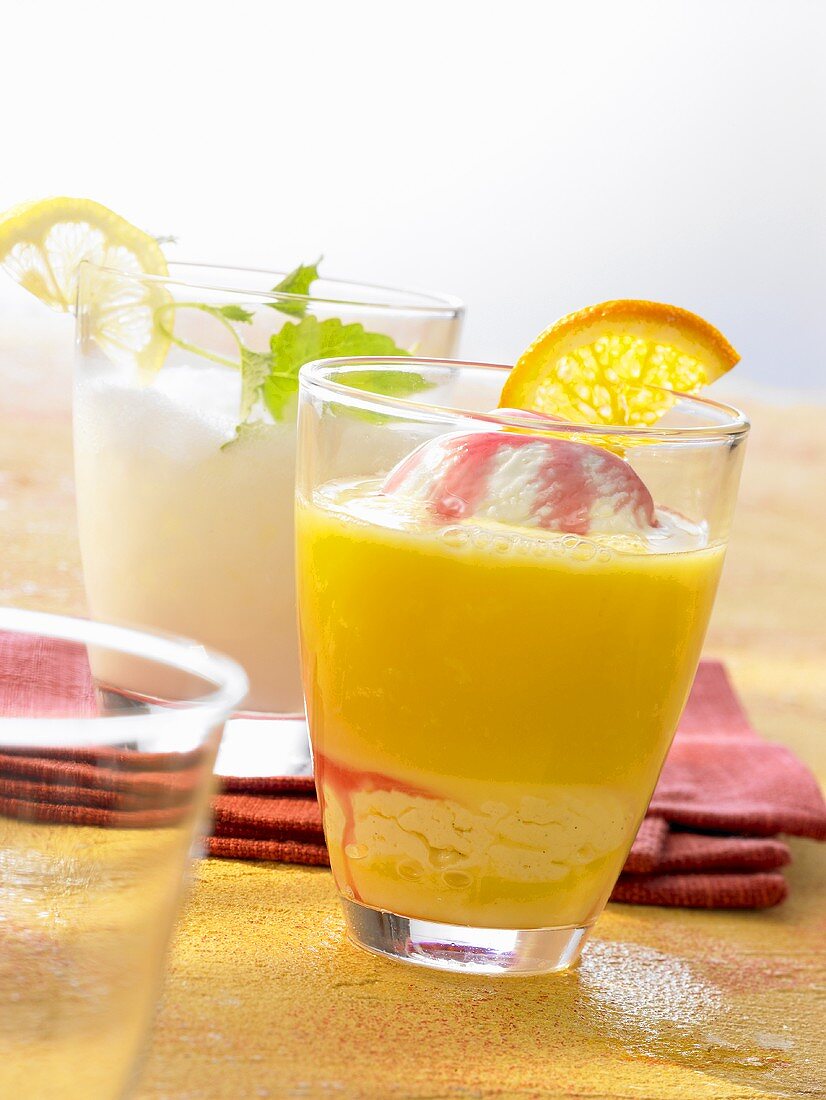 Flipper (orange juice and vanilla ice cream) and Sgroppino (lemon sorbet with Prosecco)