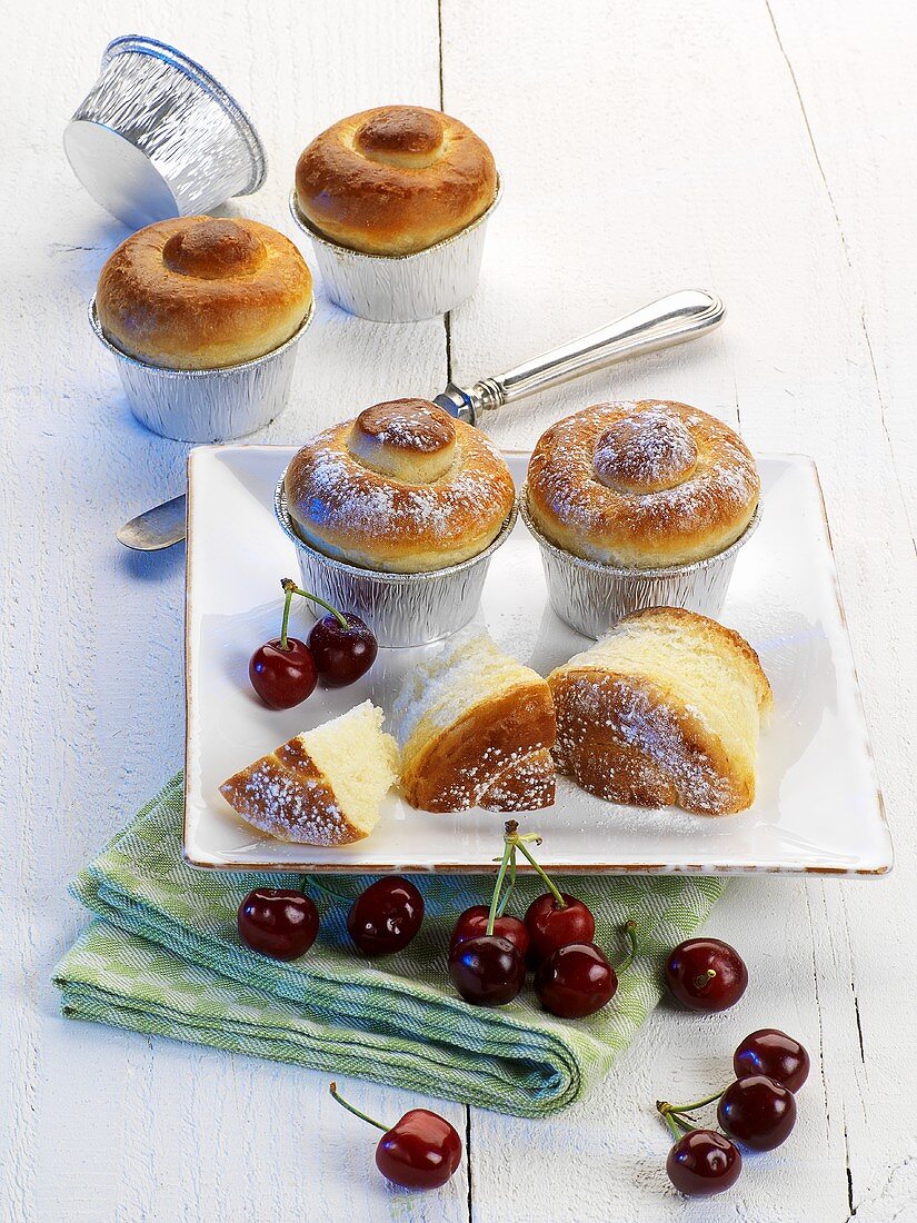 Brioche and cherries