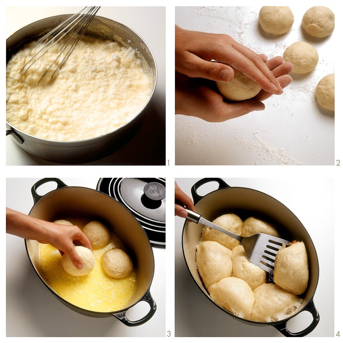 Preparing Dampfnudeln (dumpling cakes)