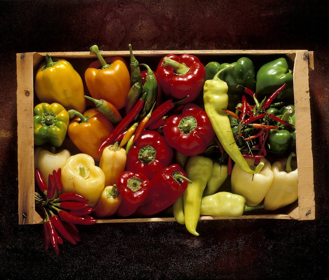 Box with various Kinds of Bell Pepper