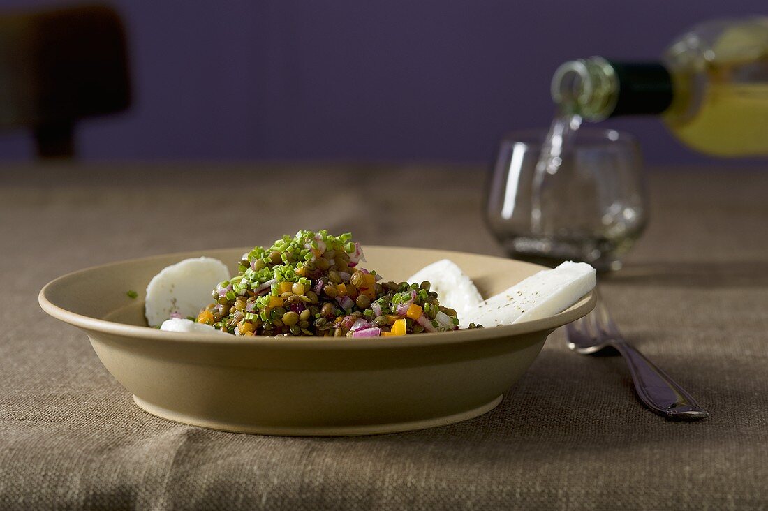 Lenticchie con la mozzarella (lentil salad with mozzarella)