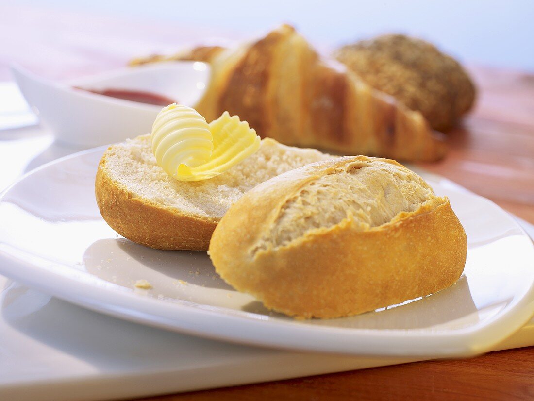 Frozen bread rolls with butter