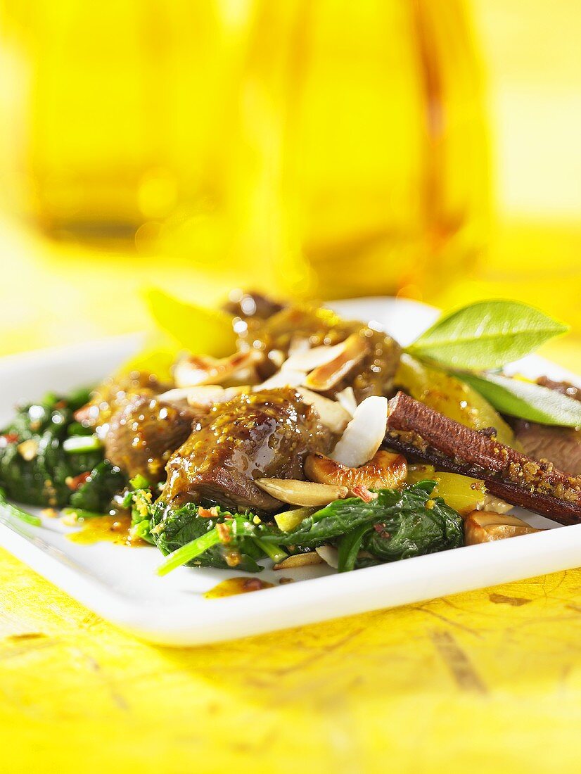 Lamb ragout with mango and spinach