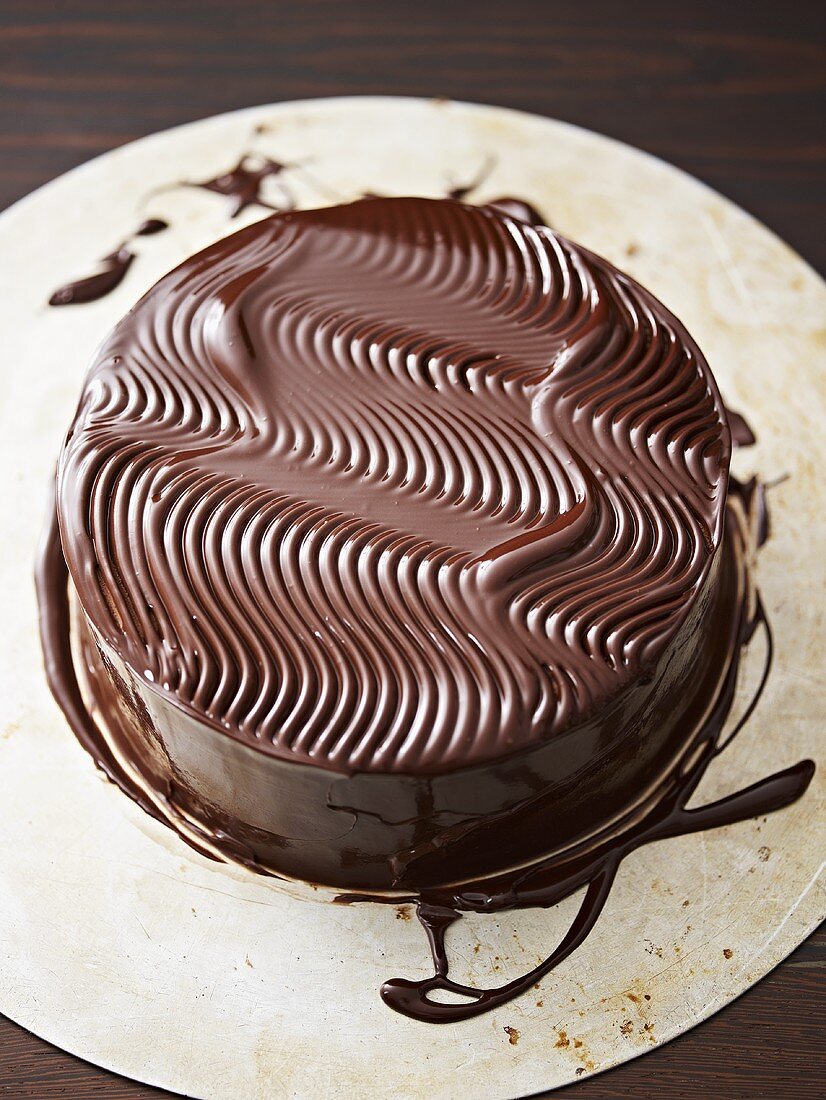 Truffle cake with chocolate icing