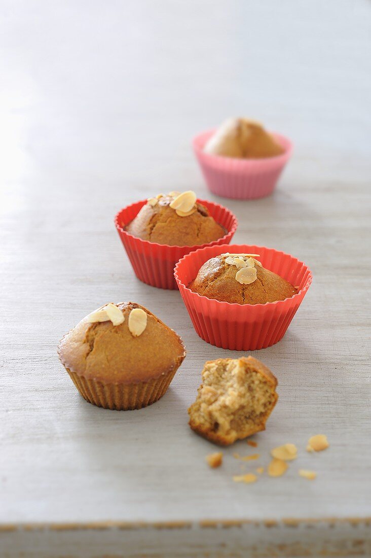 Mini spiced muffins with slivered almonds