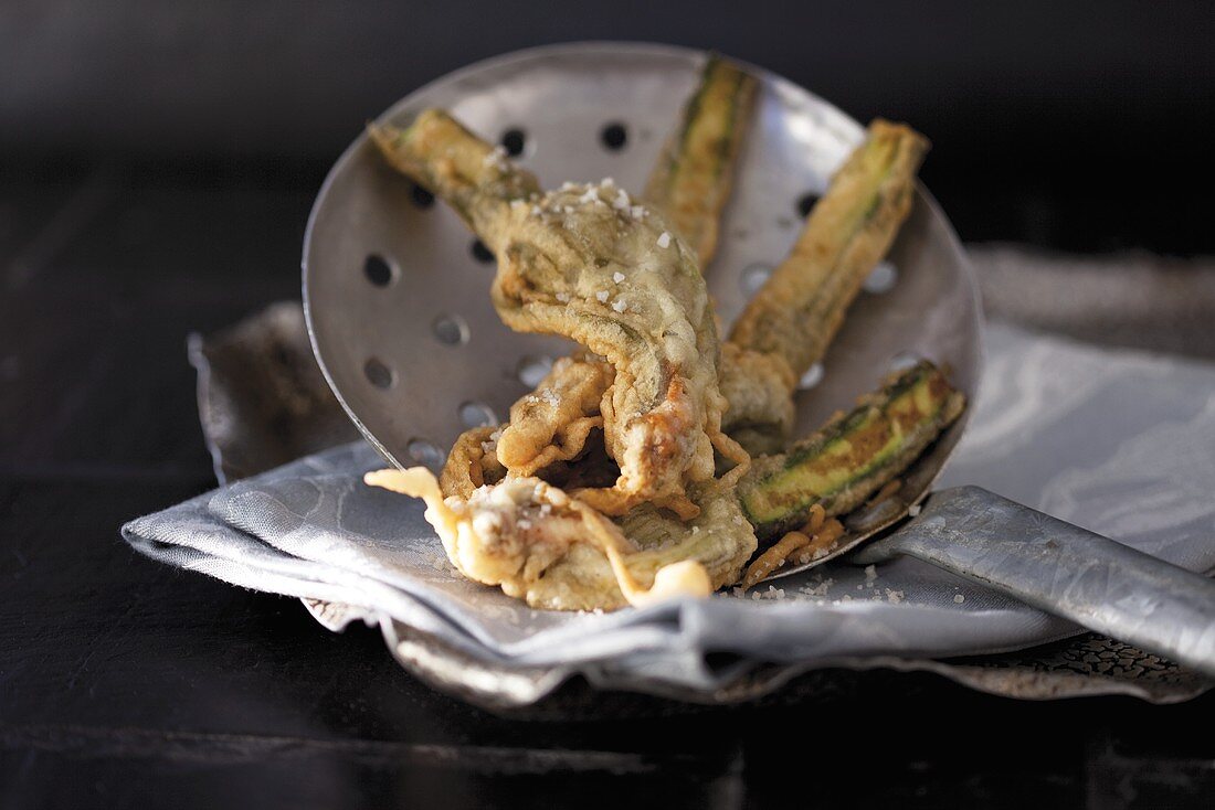 Baked courgette flowers