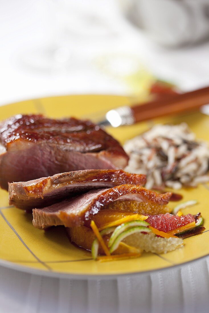 Duck breast with citrus fruits