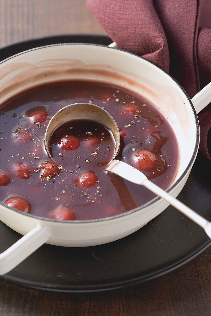 Sour cherries in game sauce