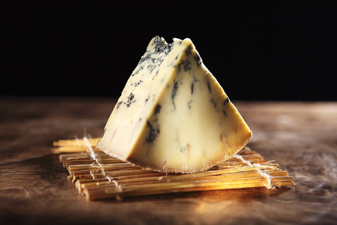 A slice of Stilton, English blue cheese