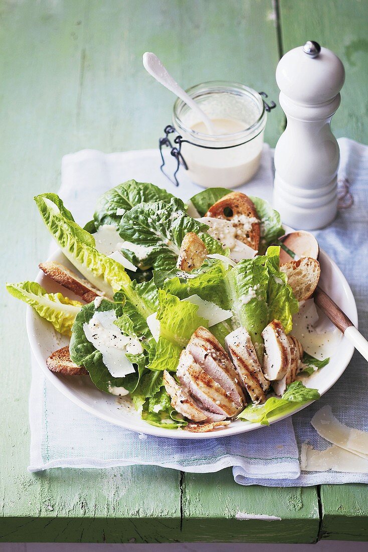 Caesar salad with chicken breast