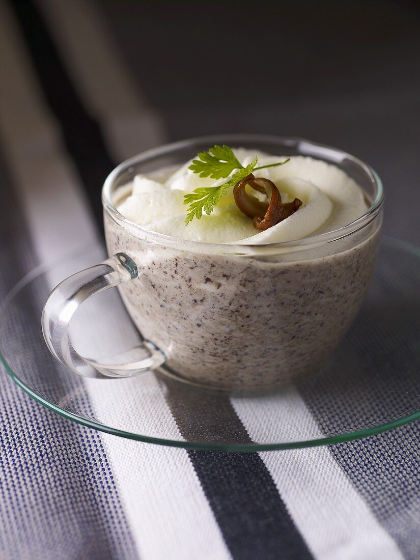Mushroom soup with a layer of cream