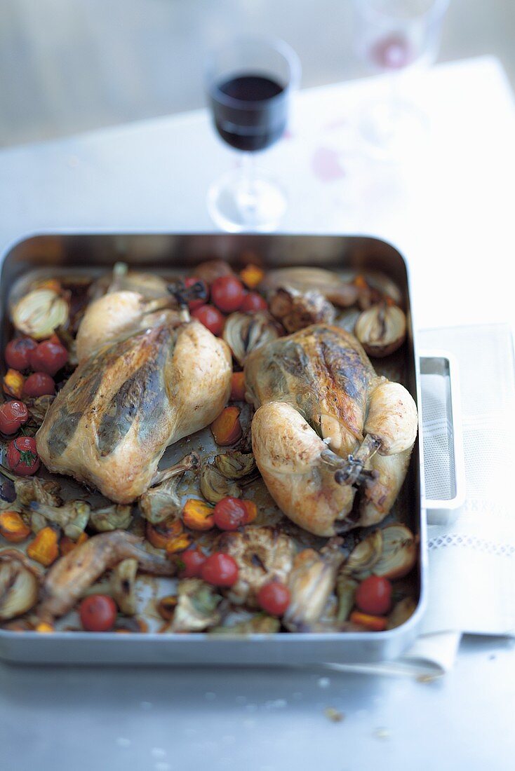 Bay leaf chicken with braised vegetables