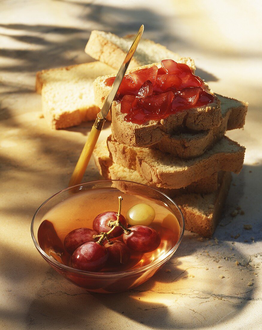 Bread with cherry jam