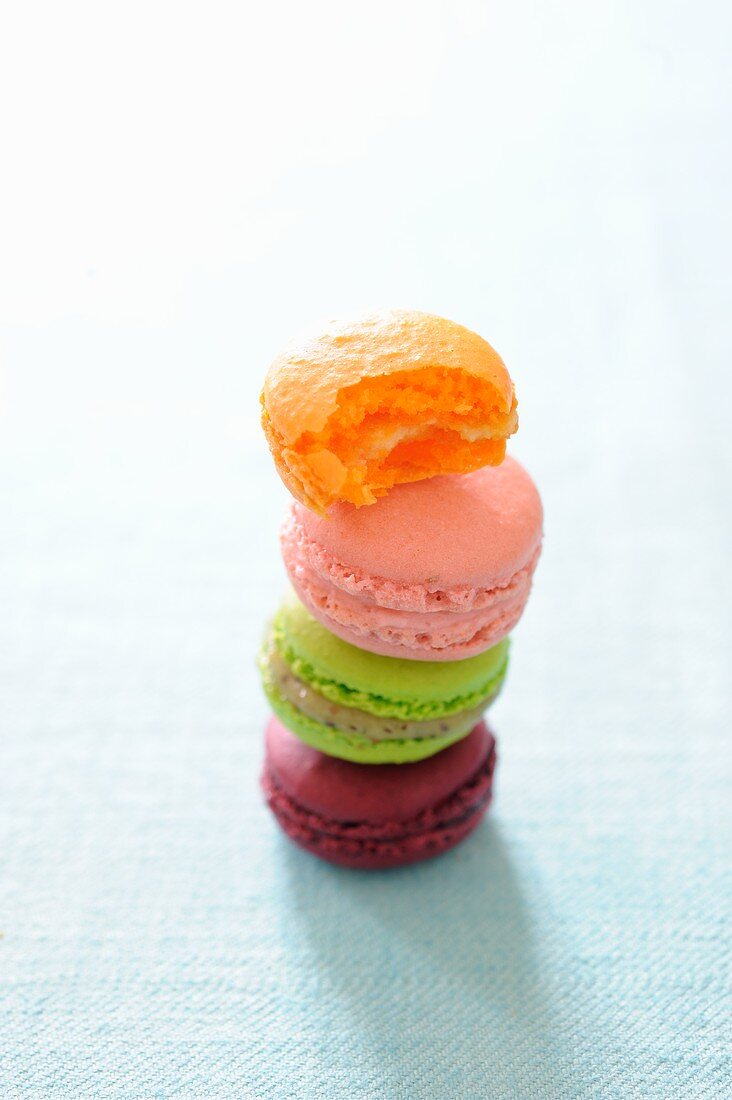 Assorted macaroons, stacked