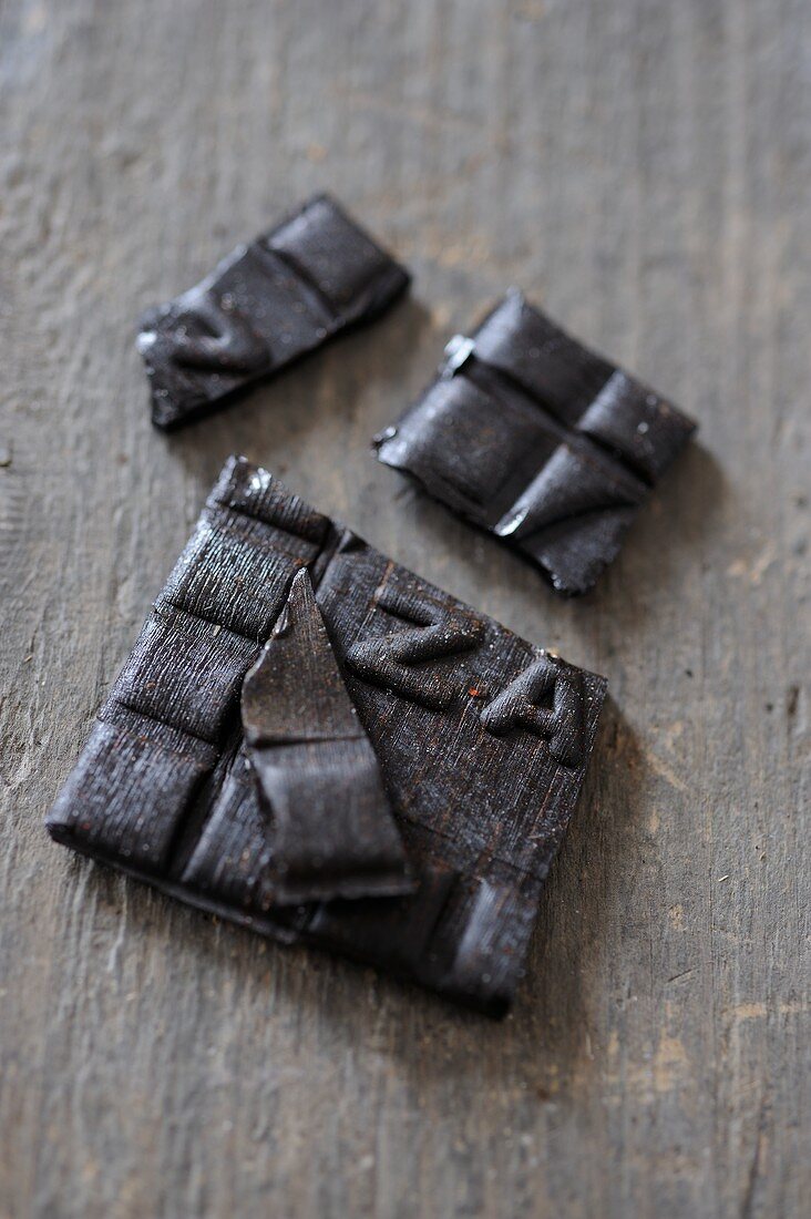 Licorice squares, broken up