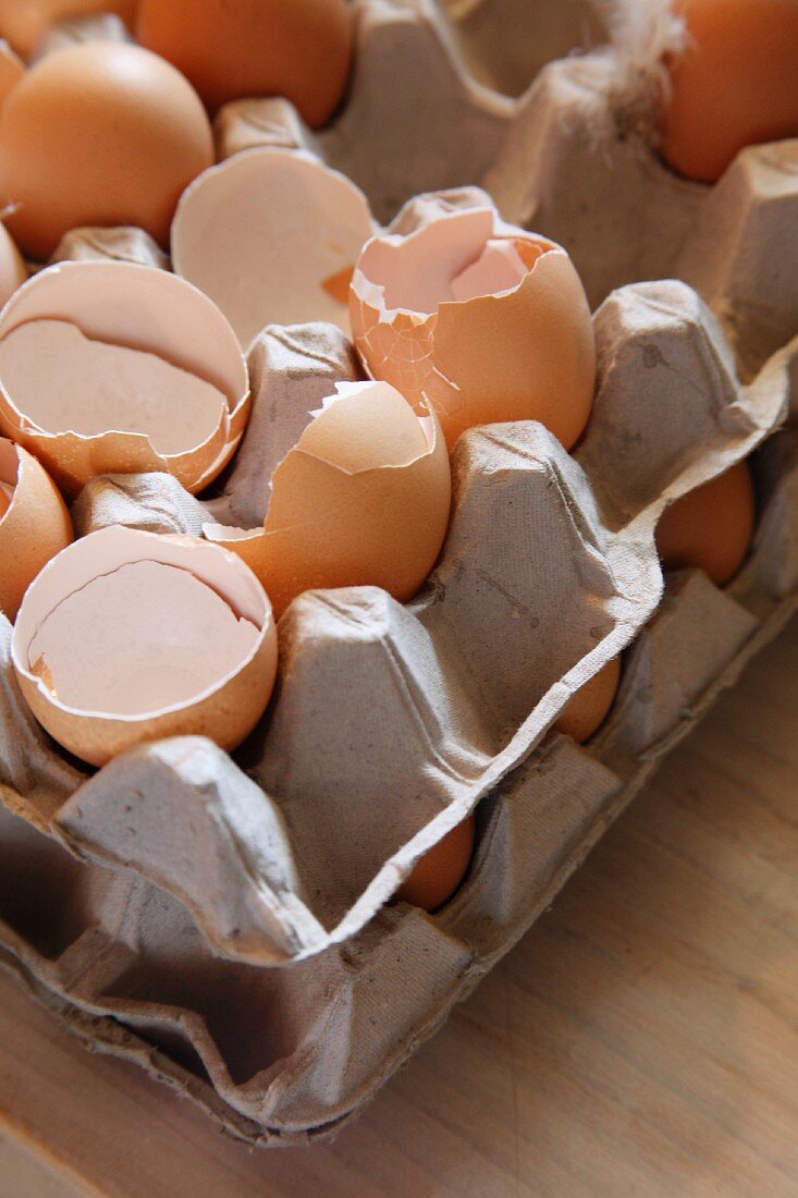 Eggs in an egg box