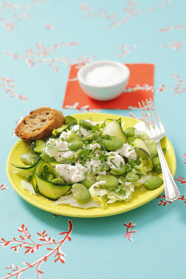 Zucchini-Bohnen-Salat mit Mozzarella