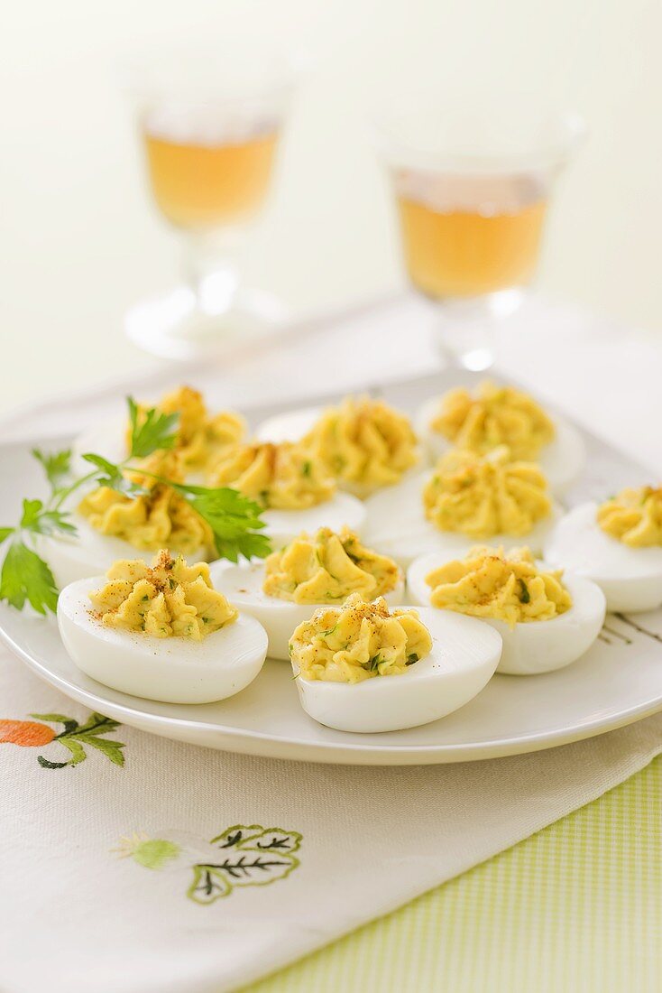 Deviled Eggs (hard-boiled eggs filled with curry cream)