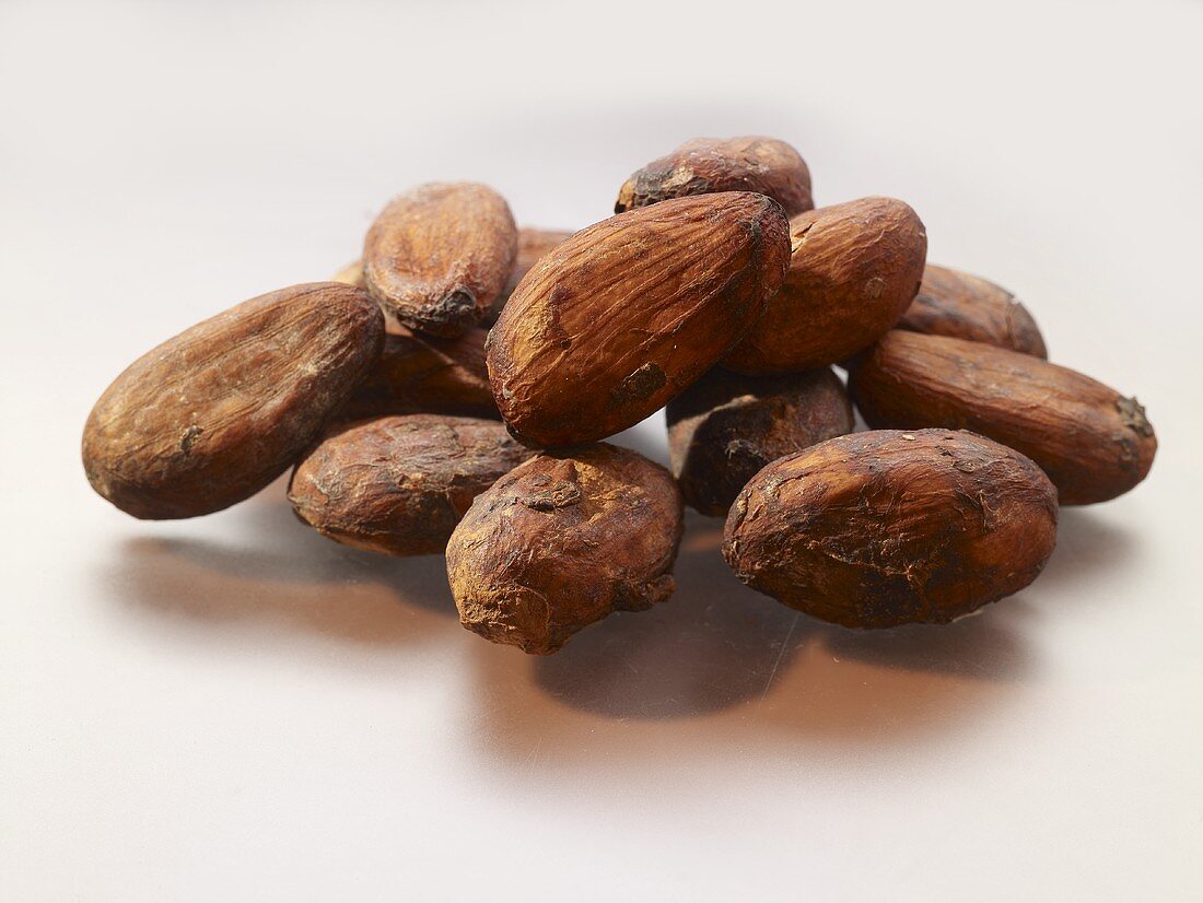 Several cocoa beans